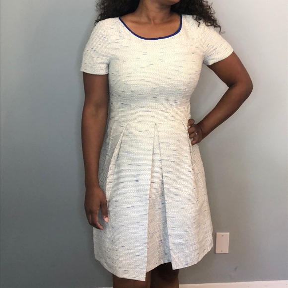 Tahari cool modern pattern structured Short Sleeve Dress contemporary zipper - Picture 1 of 3